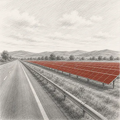 Freiland-PV an der Autobahn
